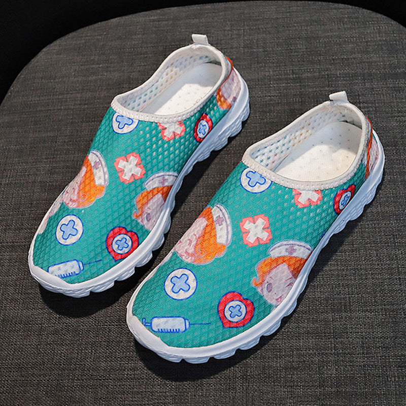 Damen Slip-On Freizeitschuhe mit farbenfrohem Design und atmungsaktiver Oberseite EB