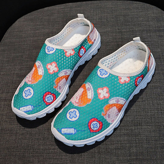 Damen Slip-On Freizeitschuhe mit farbenfrohem Design und atmungsaktiver Oberseite EB