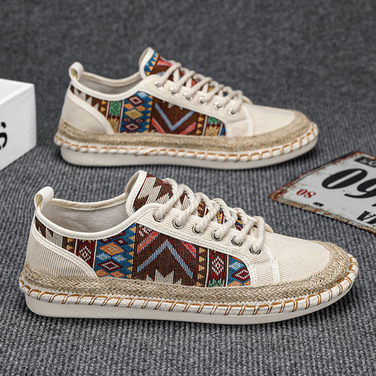Damen Espadrilles-Sneaker mit exotischem Musterdruck und modischer Kordelsohle EB