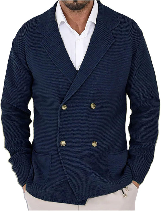 Herren Strickjacke mit modischem Schalkragen und dekorativen Knöpfen EB