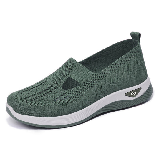 Damen Komfortable Slip-On Sneakers mit luftdurchlässigem Strickdesign EB