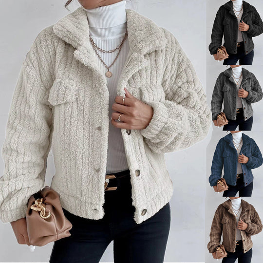 Damen Flauschige Oversize-Jacke mit strukturiertem Fleece EB