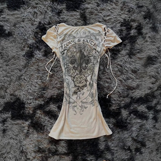 Damen Elegantes T-Shirt mit dekorativen Schnürdetails EB