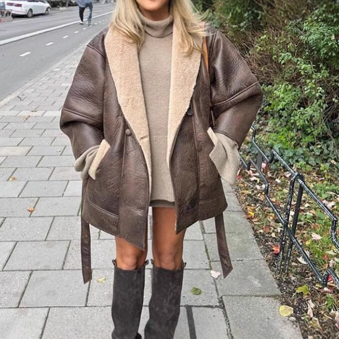 Damen Lässige jacke mit weichem Futter und praktischen Taschen EB