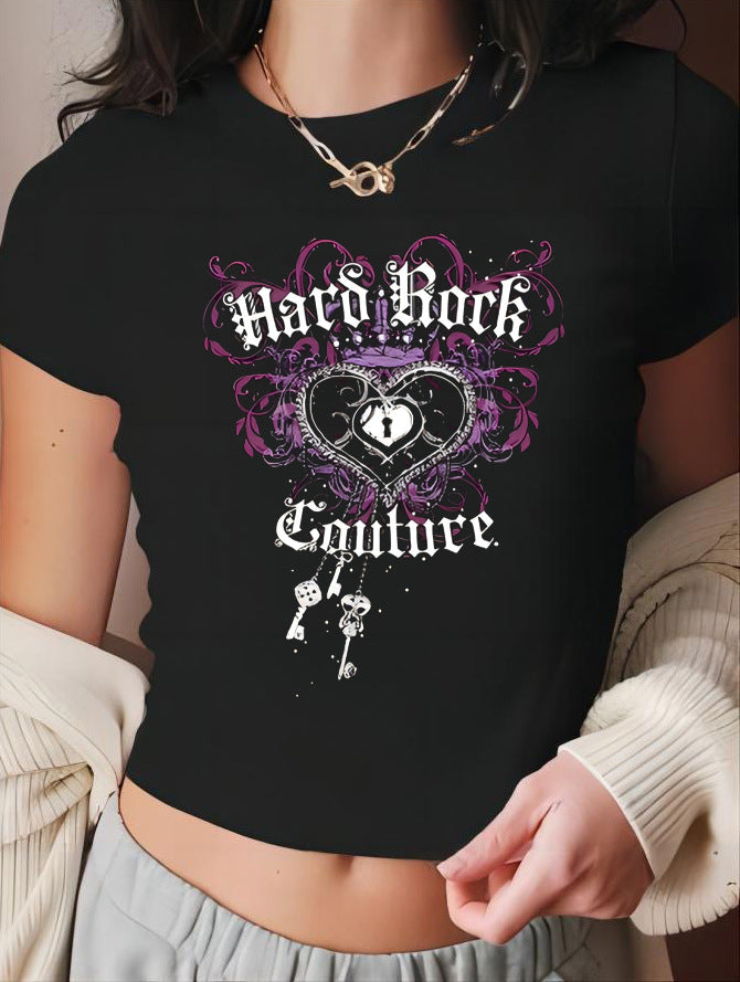 Damen Crop-T-Shirt mit künstlerischem Blutdruck-Design EB