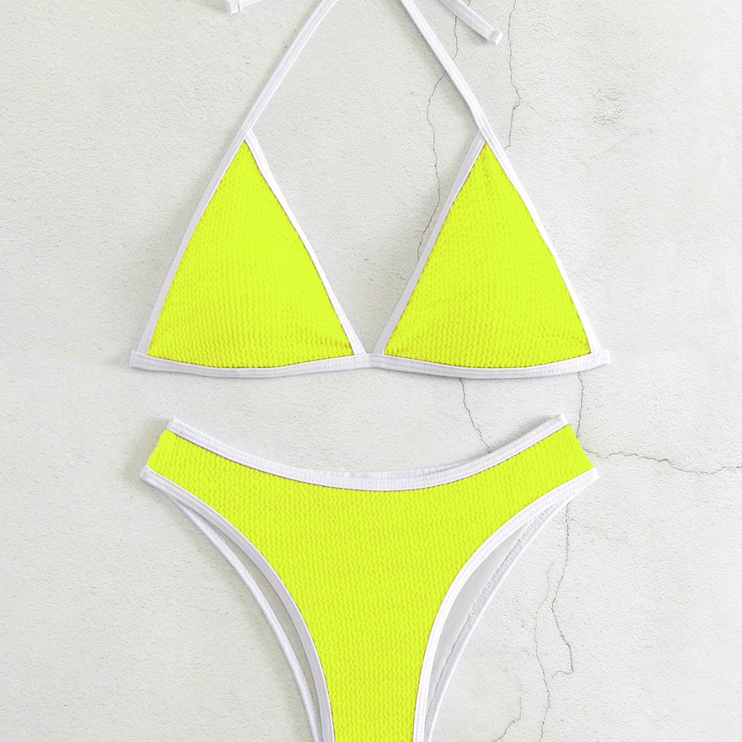 Damen Triangel-Bikini-Set mit kontrastierenden Borten EB