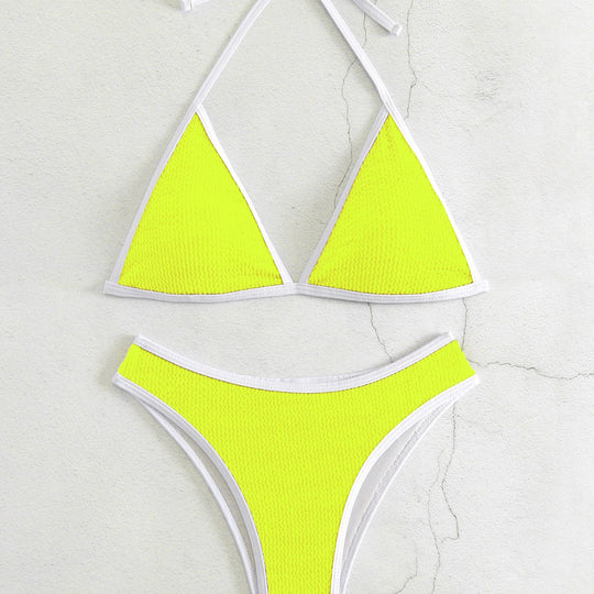 Damen Triangel-Bikini-Set mit kontrastierenden Borten EB