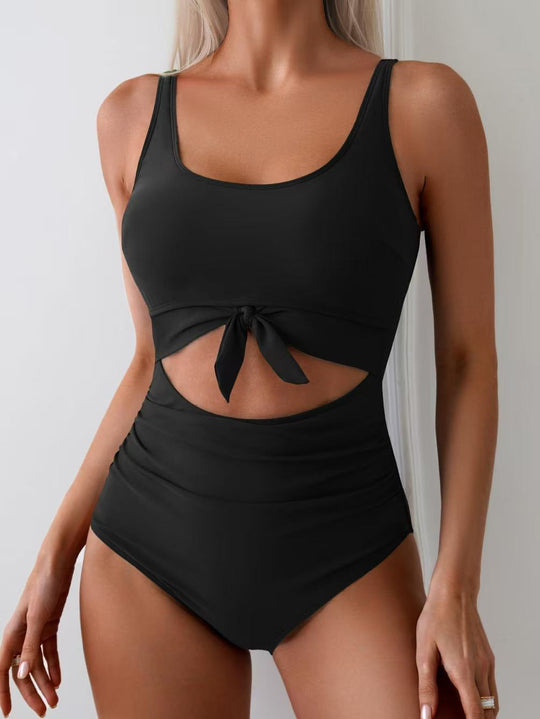 Damen Bikini-Set mit hohem Bund und modischem Knoten-Detail EB
