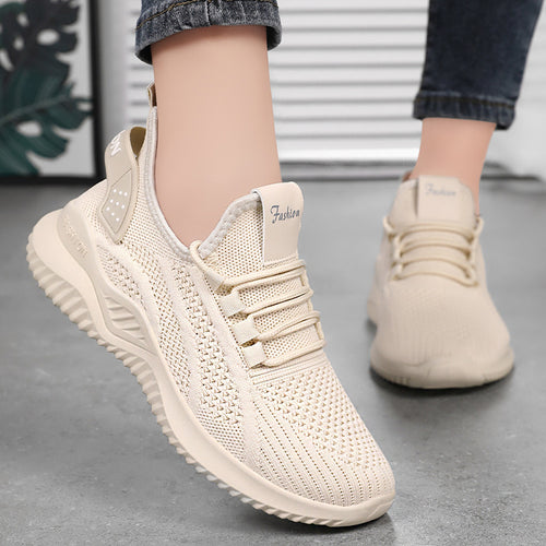Damen Sportliche Hochleistungs-Sneaker mit atmungsaktivem Strick-Obermaterial und stoßdämpfender Sohle EB