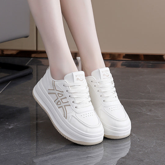 Damen Modische Sneakers mit hohem Plateau und eleganter Naht EB