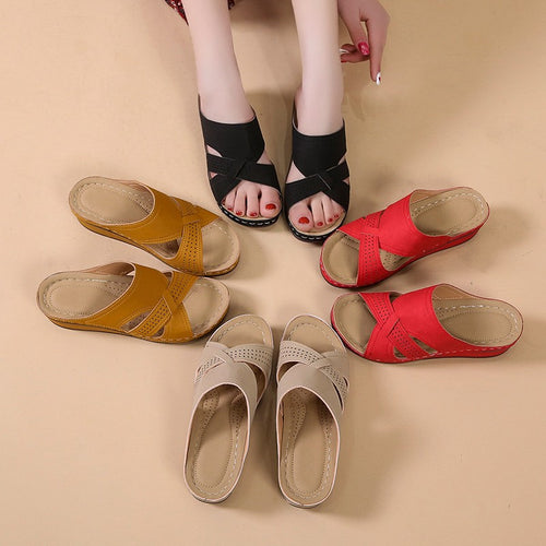 Damen Plateausandalen mit offener Zehenpartie und atmungsaktivem Design EB