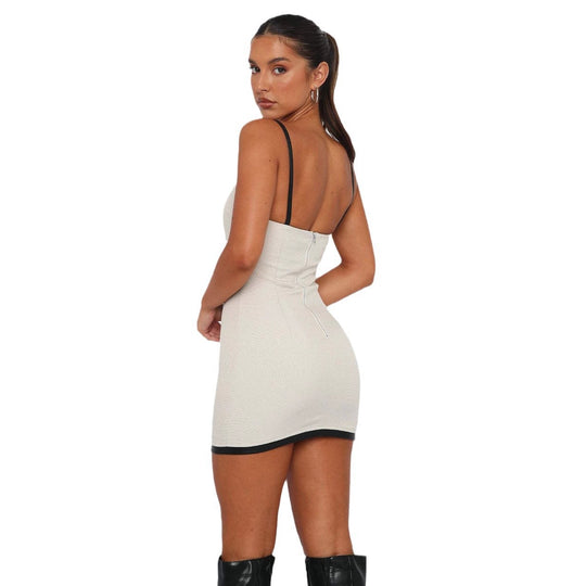 Damen figurbetontes Minikleid mit schmalen Trägern und eleganter Raffungsoptik EB