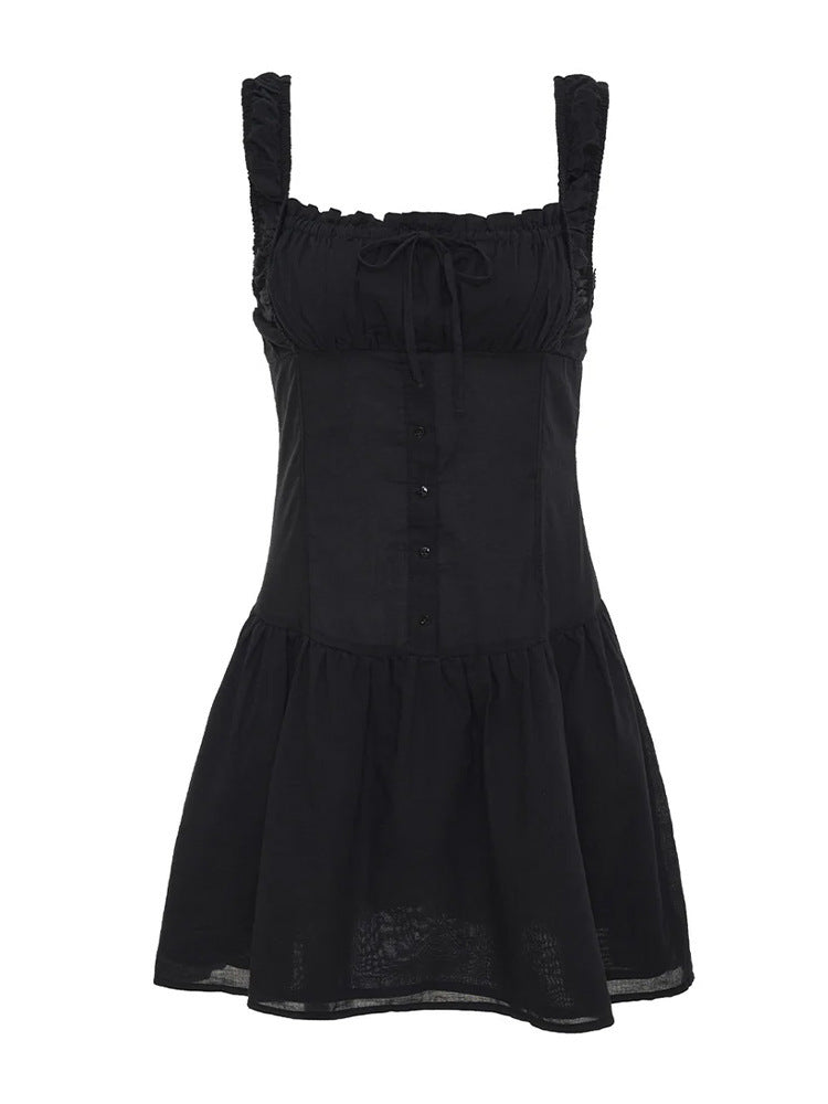 Damen Minikleid mit Rüschendetails und dekorativem Knoten EB