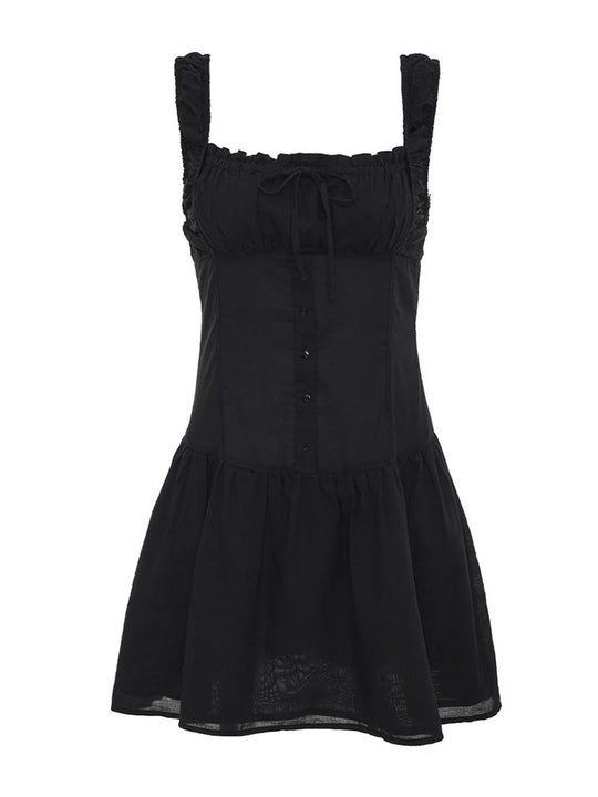 Damen Minikleid mit Rüschendetails und dekorativem Knoten EB