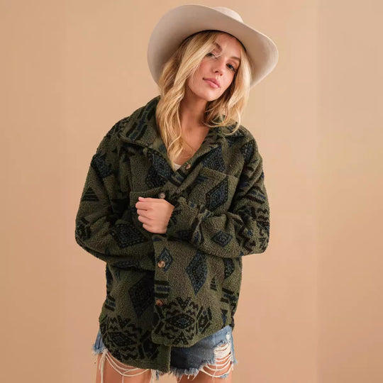 EB | Retro Plüschjacke mit Reverskragen