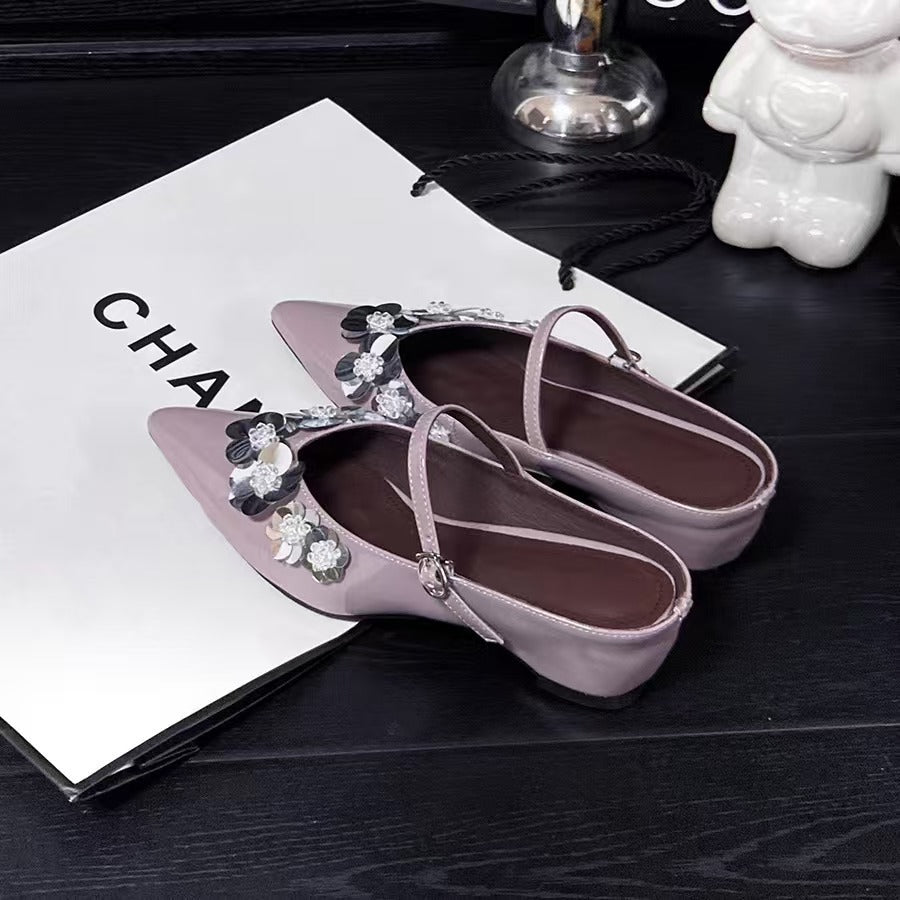 Damen Slingback-Pumps mit floralem Strassbesatz und elegantem Design EB
