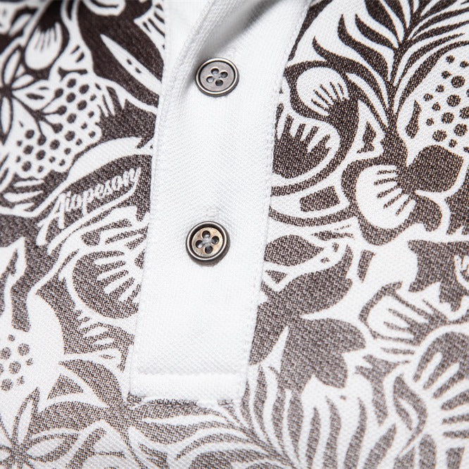 Herren Kurzarm Poloshirt mit floralen Mustern und modernen Designelementen EB