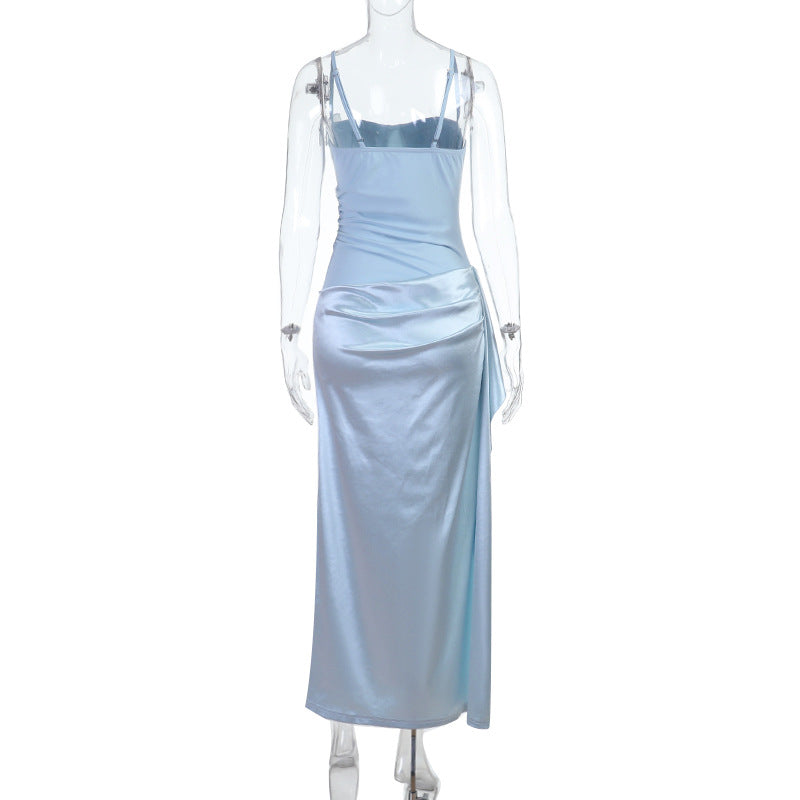 Damen edles Maxi-Kleid mit asymmetrischem Schnitt und feiner Drapierung EB