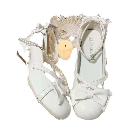 Damen elegante Mary Jane Slingback-Schuhe mit Zierschleife und bequemer Sohle EB