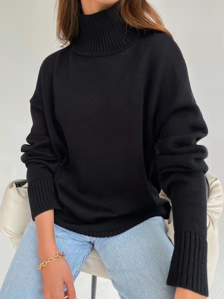 Damen eleganter Rollkragenpullover aus feinem Strick EB