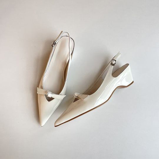 Damen Slingback-Pumps mit verspieltem Schleifendetail und glanzvoller Oberfläche EB