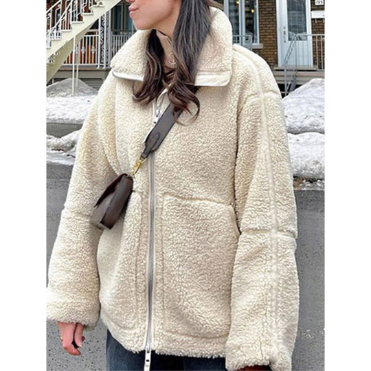 Damen Fleecejacke mit hochschließendem Kragen und Taschen EB