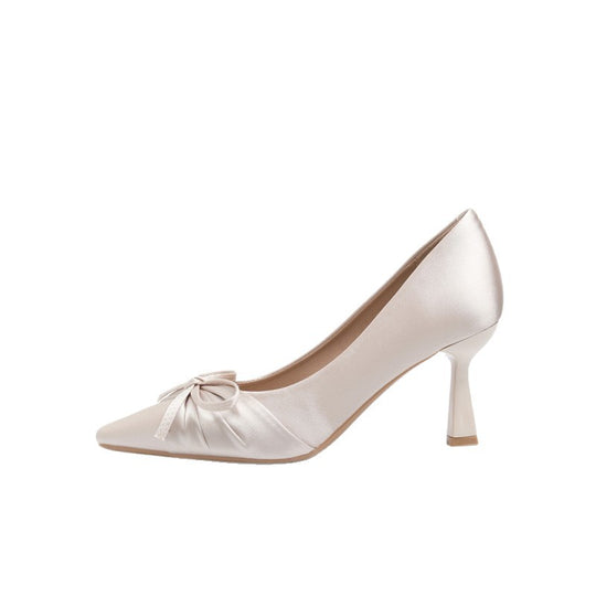 Damen Elegante flache Ballerinas mit quadratischer Zehenpartie und dekorativer Schleife EB