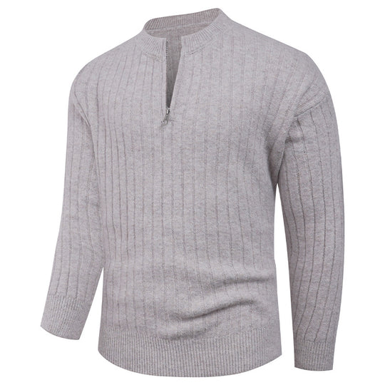 Herren Strickpullover mit hohem Kragen und modernem Reißverschluss EB