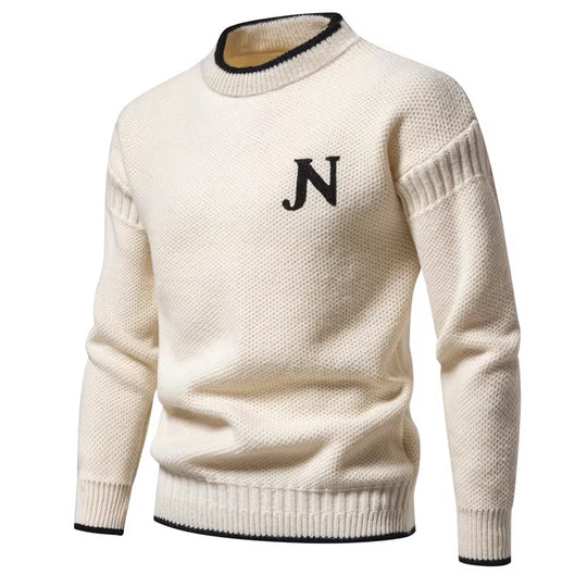 Herren Strukturierter Strickpullover mit Rundhalsausschnitt EB