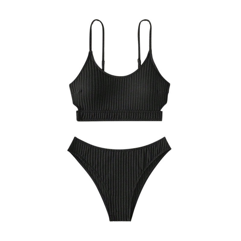 Damen raffinierter Bikini mit gestreiftem Design EB
