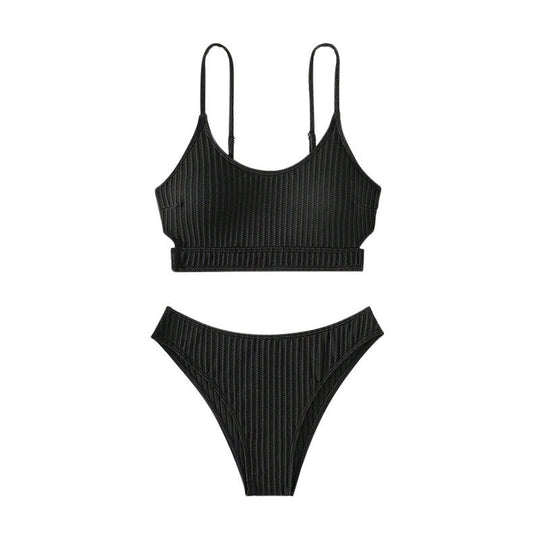 Damen raffinierter Bikini mit gestreiftem Design EB