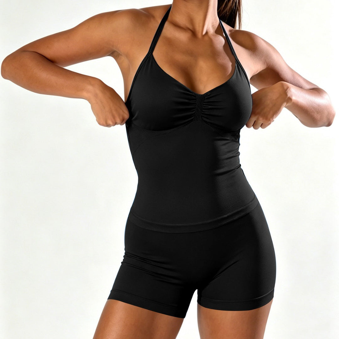 Damen Sportlicher Einteiler mit gerafftem Ausschnitt EB