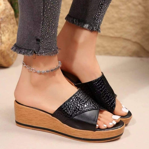 Damen Komfortable Wedgesandalen mit elegantem Obermaterial EB