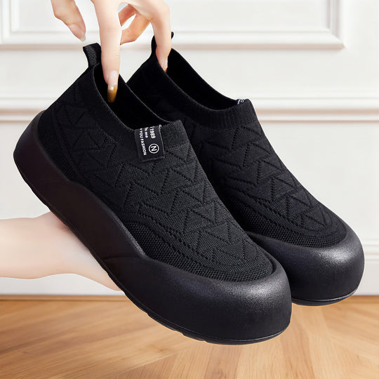 Damen Bequeme Slip-On Sneakers mit flexiblem Strickdesign EB