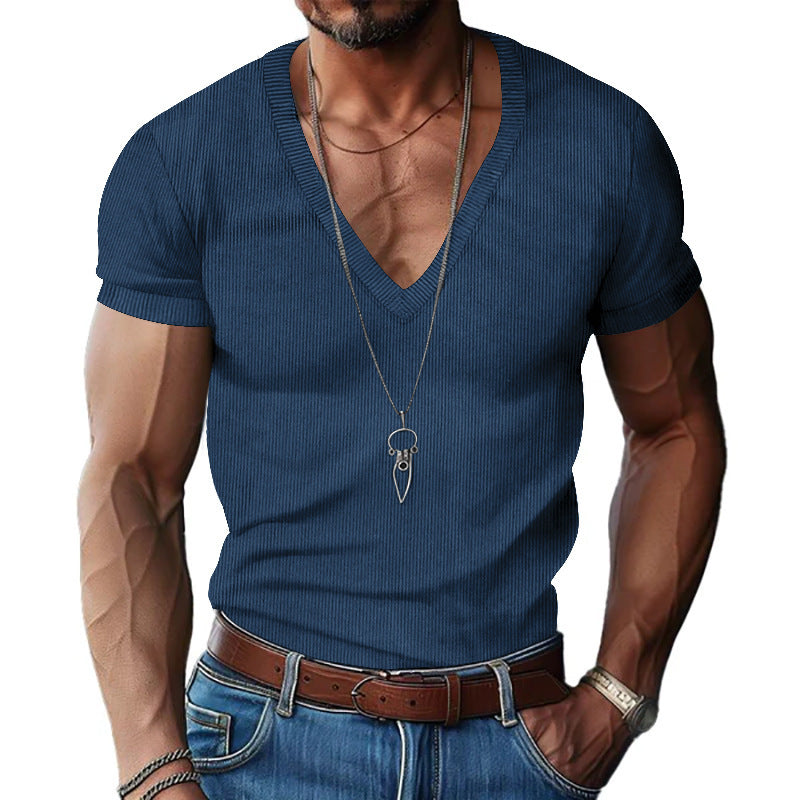 Herren Kurzarm V-Ausschnitt T-Shirt EB