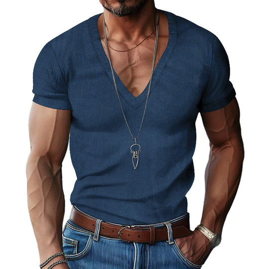 Herren Kurzarm V-Ausschnitt T-Shirt EB