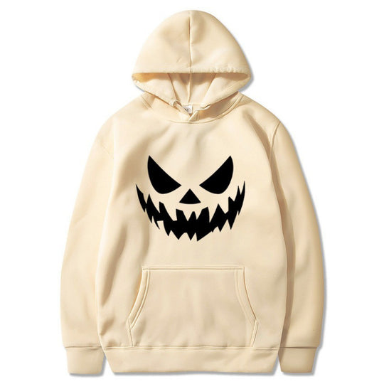 Unisex nan Kapuzenpullover mit gruseligem Kürbisgesicht-Print und Oversize Kängurutasche EB