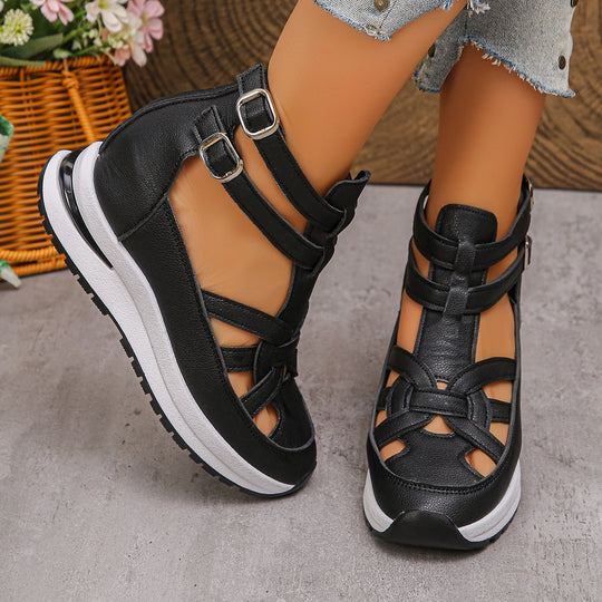 Damen sportive Sneaker-Sandalen mit atmungsaktiven Riemen und rutschfester Sohle EB