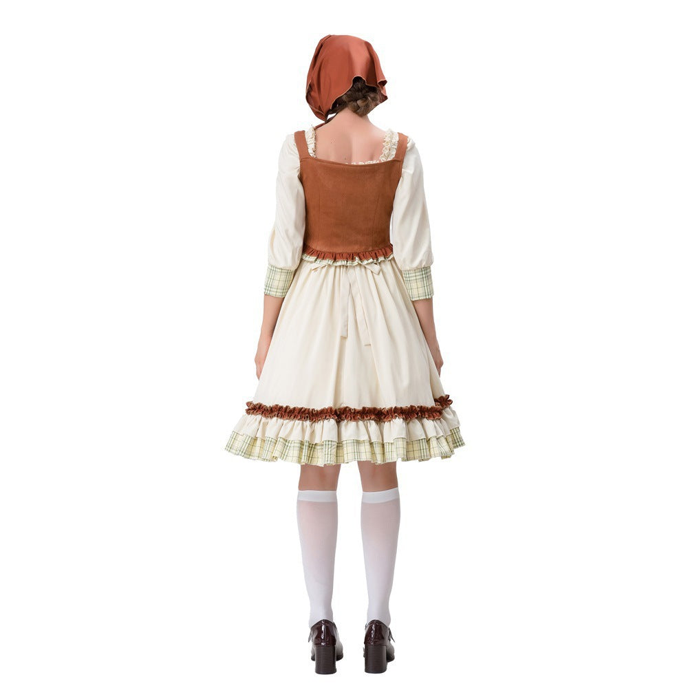 Damen historisches Trachtenkleid mit detailverliebt gestaltetem Oberteil und voluminösem Rock EB