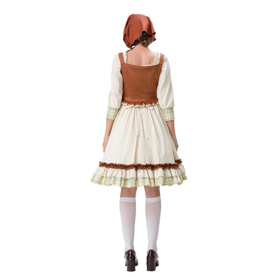 Damen historisches Trachtenkleid mit detailverliebt gestaltetem Oberteil und voluminösem Rock EB