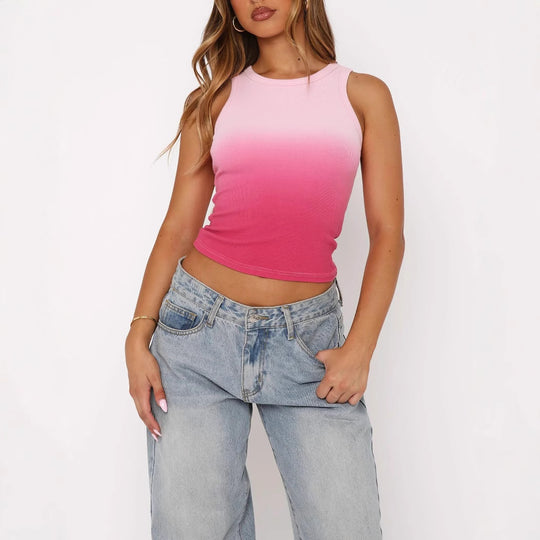 Damen Fitness-Tanktop mit modernem Farbverlauf und figurbetontem Schnitt EB