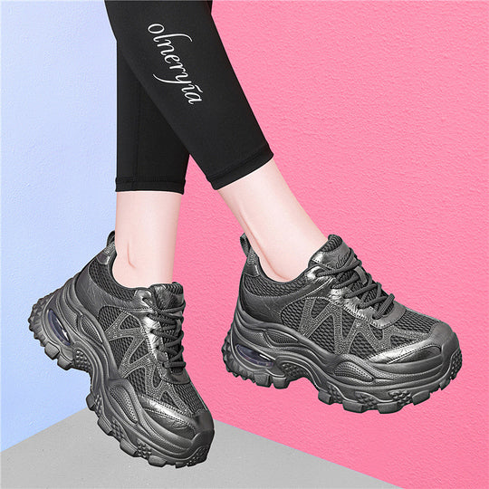 Damen Sportliche und stylische Chunky Sneakers mit atmungsaktivem Mesh und dämpfender Sohle EB