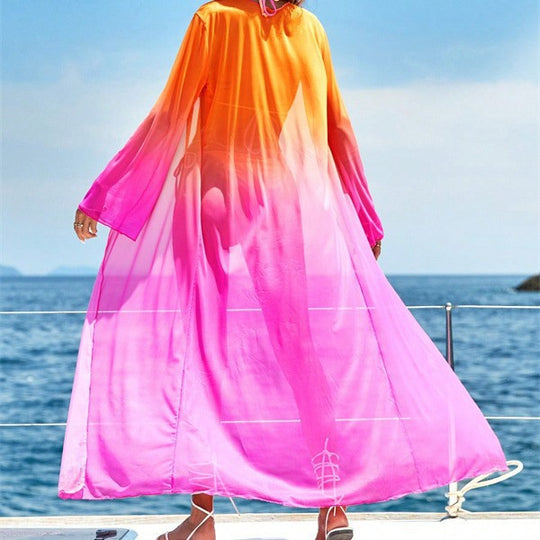 Damen Modischer Bademantel mit transparentem Design EB