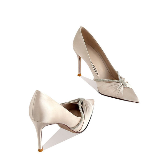 Damen elegante spitze High Heel Pumps mit funkelndem Riemen EB