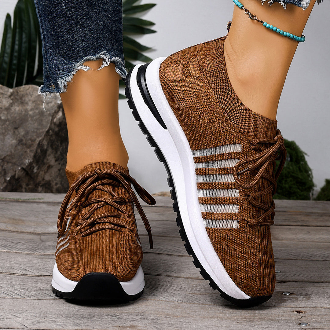 Damen Sportliche Sneaker mit atmungsaktiver Strickoberfläche und rutschfester Sohle EB