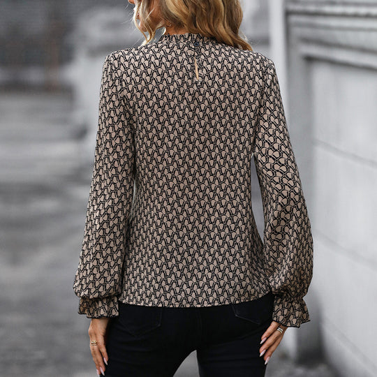 Damen Bluse mit schickem Wickeldesign und voluminösen Ärmeln EB