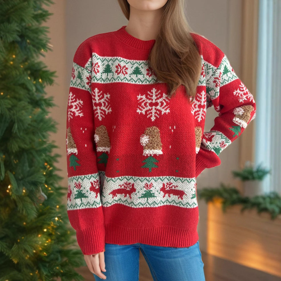 Damen Weihnachts-Pullover mit festlichen Motiven und weichem Strick EB