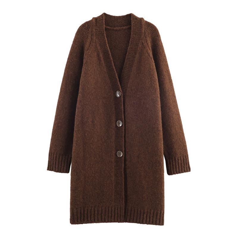 Damen Lange Strickjacke mit eleganter Knopfleiste und weichfließendem Material EB