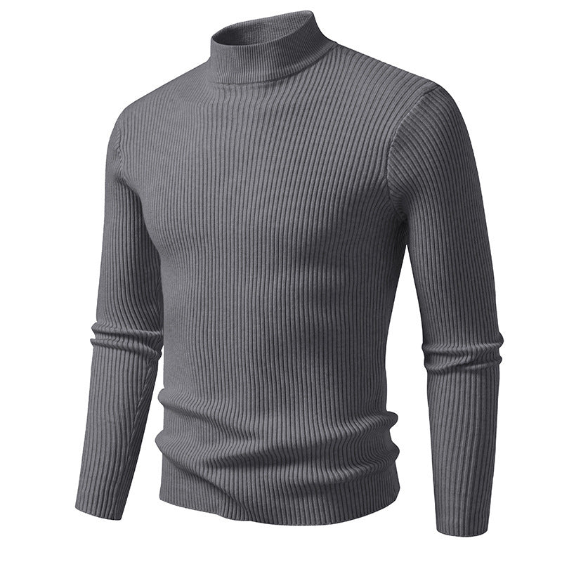 Herren eleganter Rollkragenpullover aus feinem Rippstrick EB