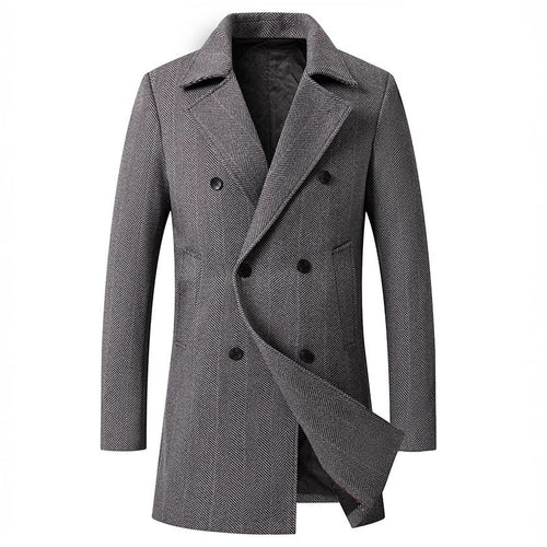 Herren eleganter Doppelreiher-Mantel im minimalistischen Design EB
